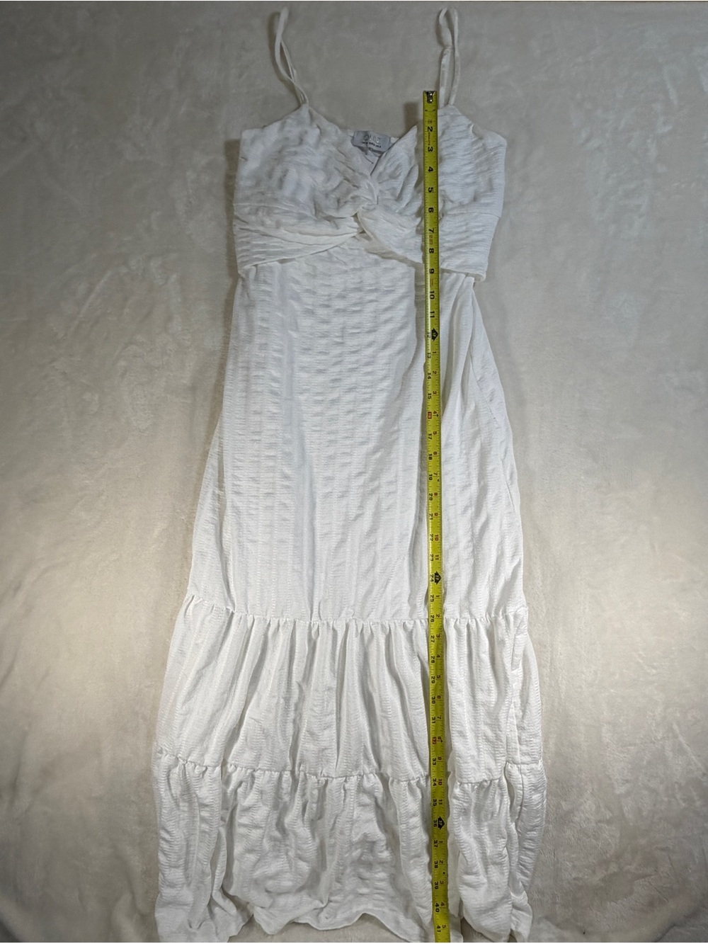 White Twist-Front Spaghetti Strap Maxi Dress - Picture 8 of 12